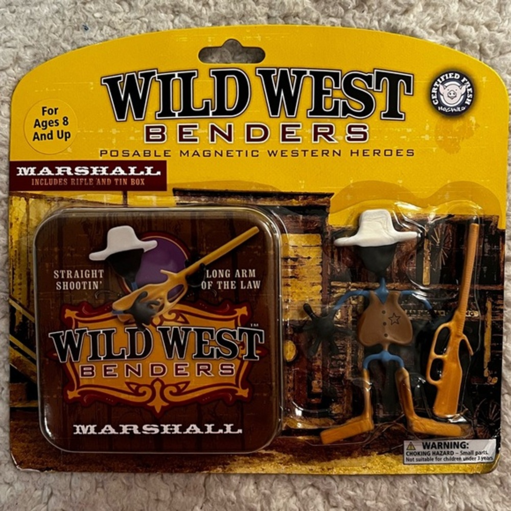 Hog Wild Wild West Benders "Marshall" Posable Magnetic Western Hero w/Tin Box